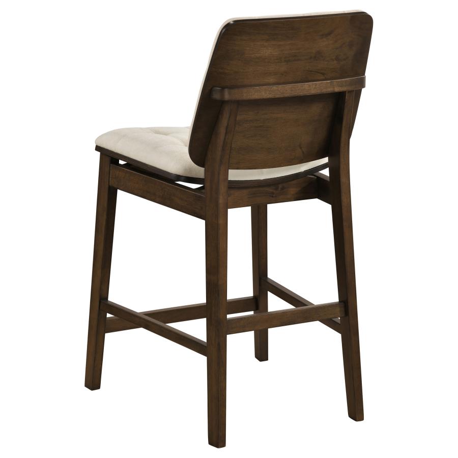 Alex Velvet Upholstered Counter Stool Cream & Walnut