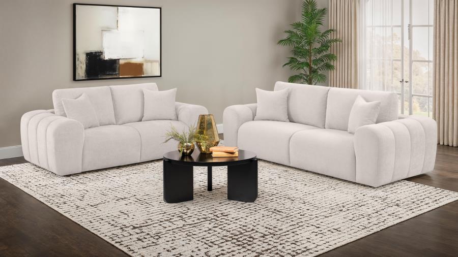Camila Chenille Upholstered Wide Arm Sofa Ivory