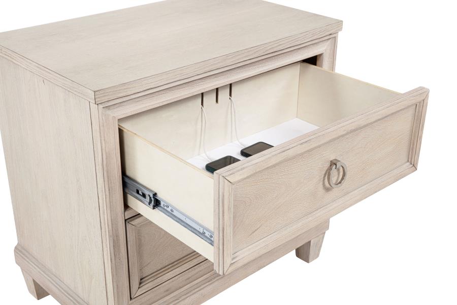 Florence 2-drawer Washed Oak Nightstand
