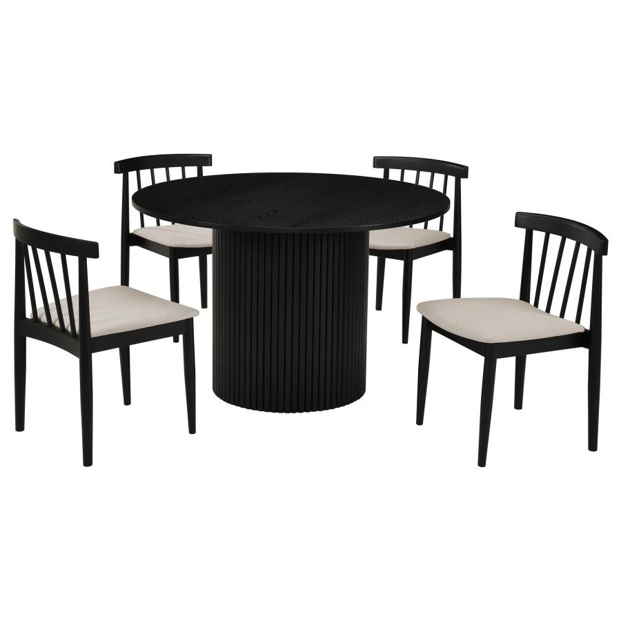 Vivienne 5-piece Round Wood Dining Set Wheat Chairs