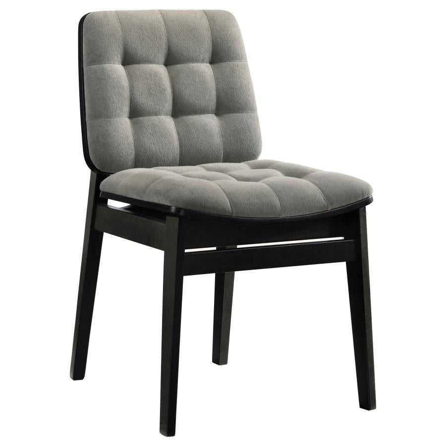 Vivienne 5-piece Round Wood Dining Set Grey Tufted Chairs
