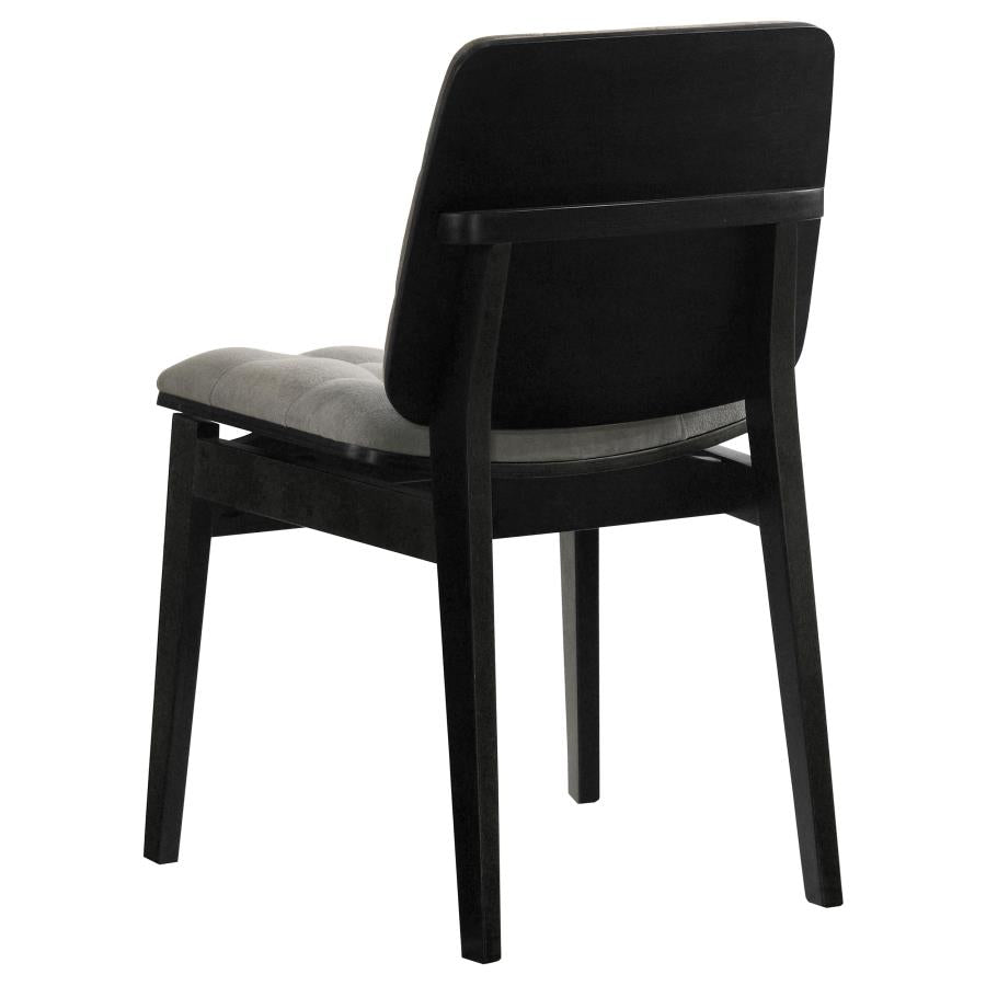 Vivienne 5-piece Round Wood Dining Set Grey Tufted Chairs