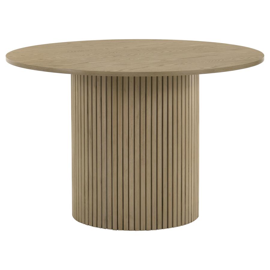 Vivienne 5-piece Round Wood Dining Set Cream Chairs