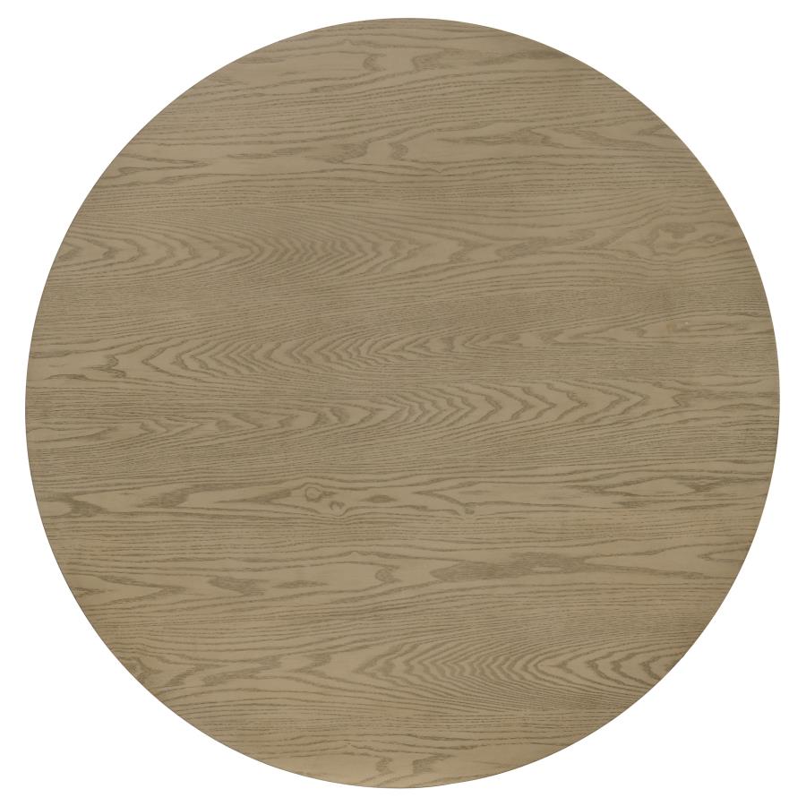 Vivienne 5-piece Round Wood Dining Set Grey Tufted Chairs