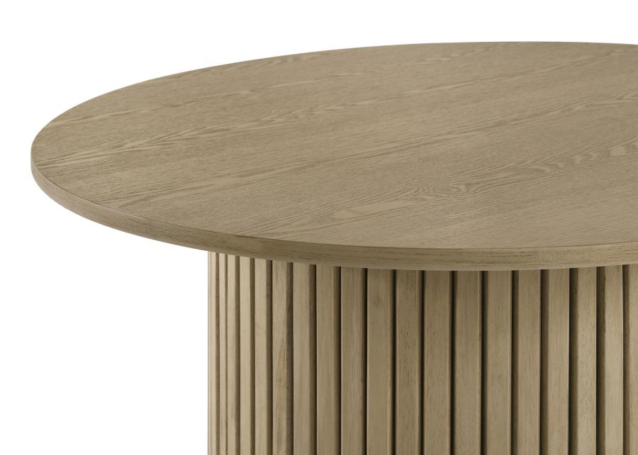 Vivienne 5-piece Round Wood Dining Set Grey Tufted Chairs