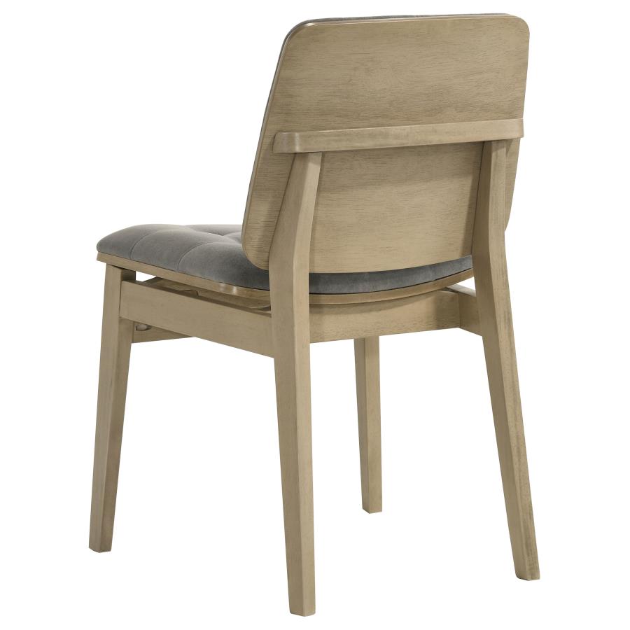 Vivienne 5-piece Round Wood Dining Set Grey Tufted Chairs