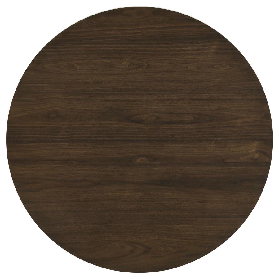 Vivienne 5-piece Round Wood Dining Set Grey Tufted Chairs