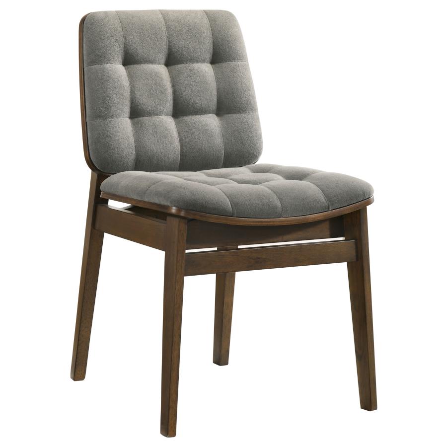 Vivienne 5-piece Round Wood Dining Set Grey Tufted Chairs