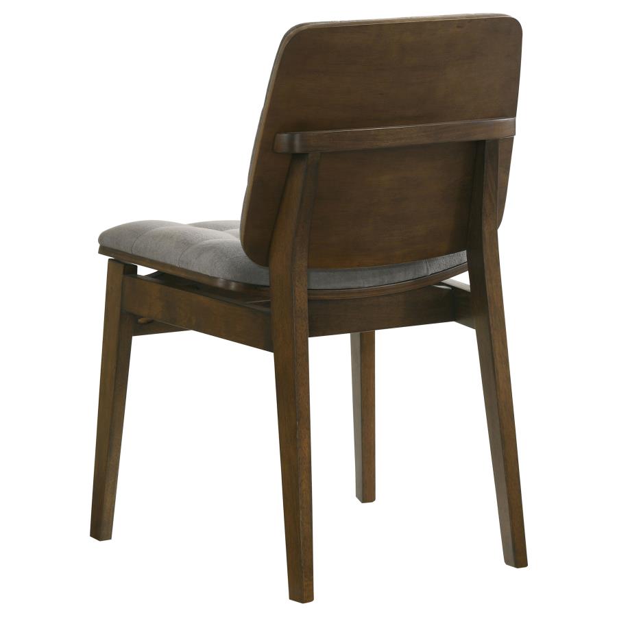 Vivienne 5-piece Round Wood Dining Set Grey Tufted Chairs