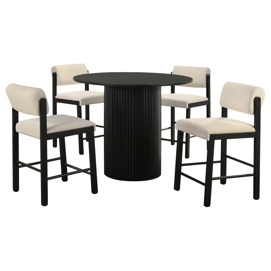 Vivienne 5-piece Round Wood Counter Height Dining Set Cream Chairs
