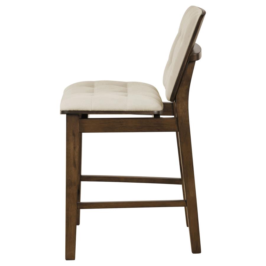 Alex Velvet Upholstered Counter Stool Cream & Walnut