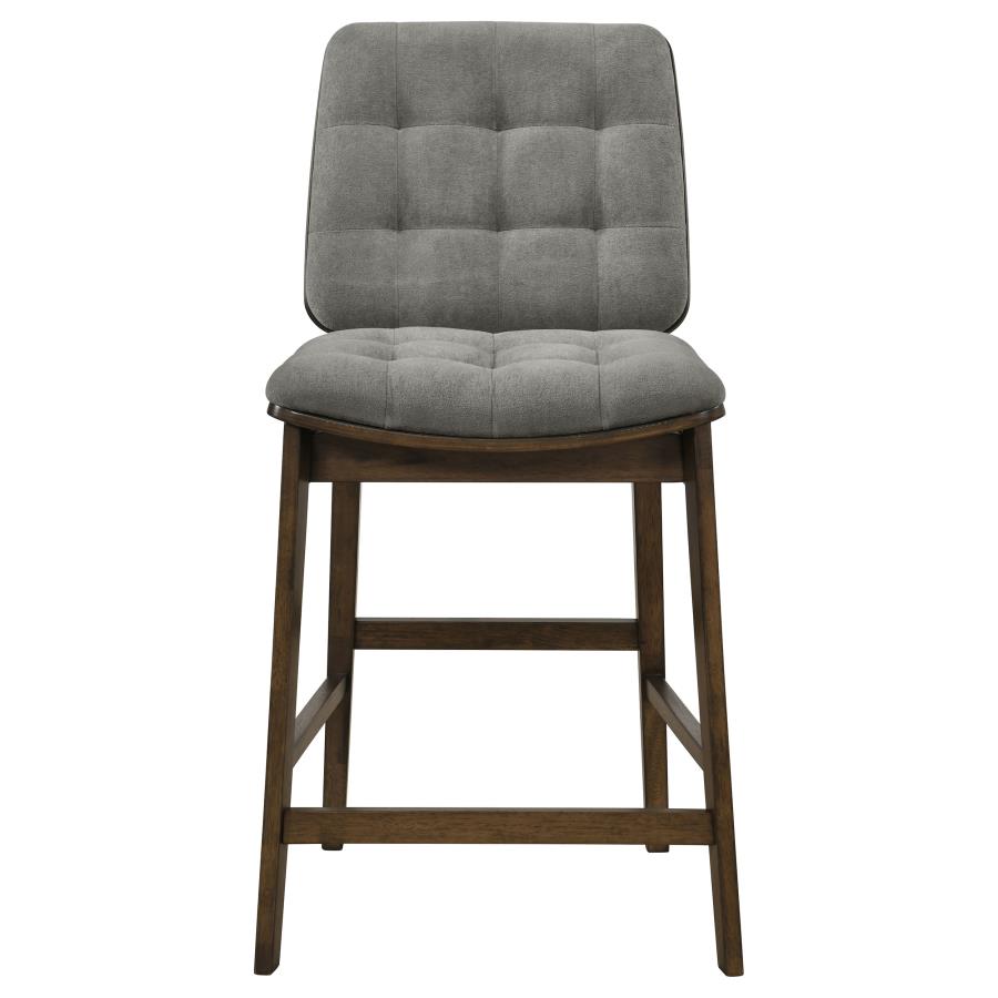 Alex Velvet Upholstered Counter Stool Gray and Walnut