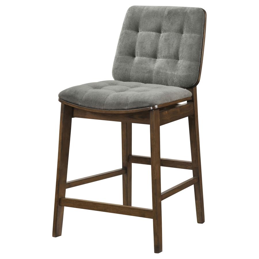 Alex Velvet Upholstered Counter Stool Gray and Walnut