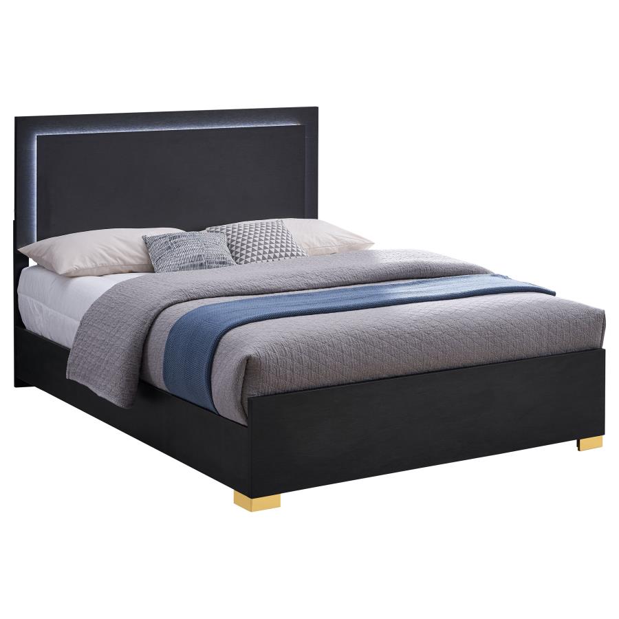 Helena Wood LED Panel Bed