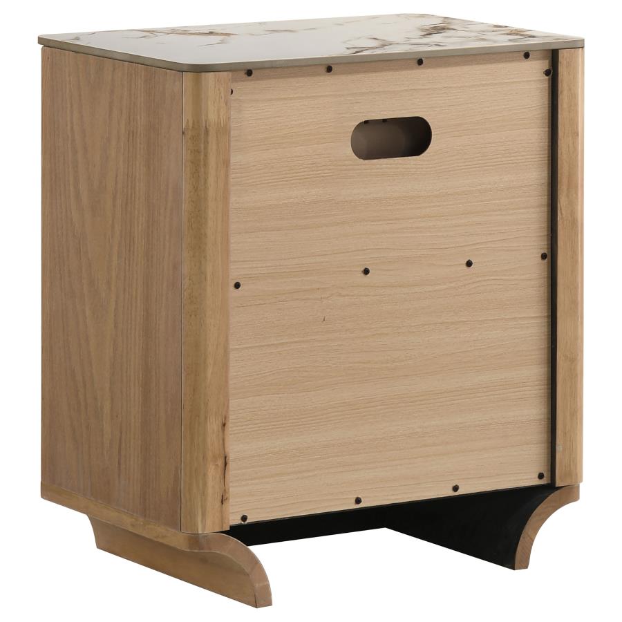 Amelia 2-Drawer Sinterstone top Nightstand Light Oak
