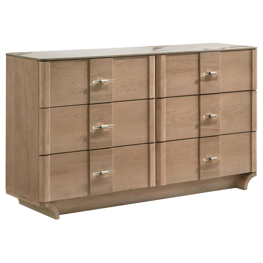 Amelia 6-Drawer Sinterstone Dresser Light Oak