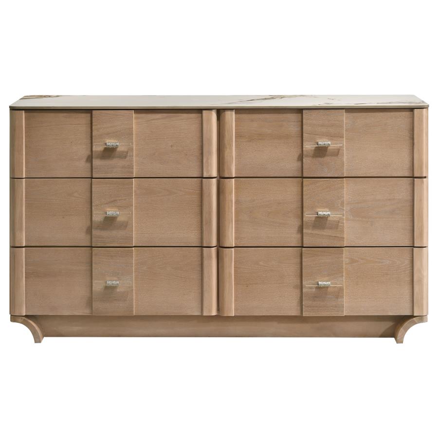 Amelia 6-Drawer Sinterstone Dresser Light Oak