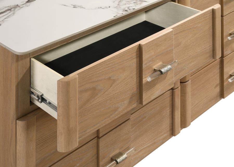 Amelia 6-Drawer Sinterstone Dresser Light Oak