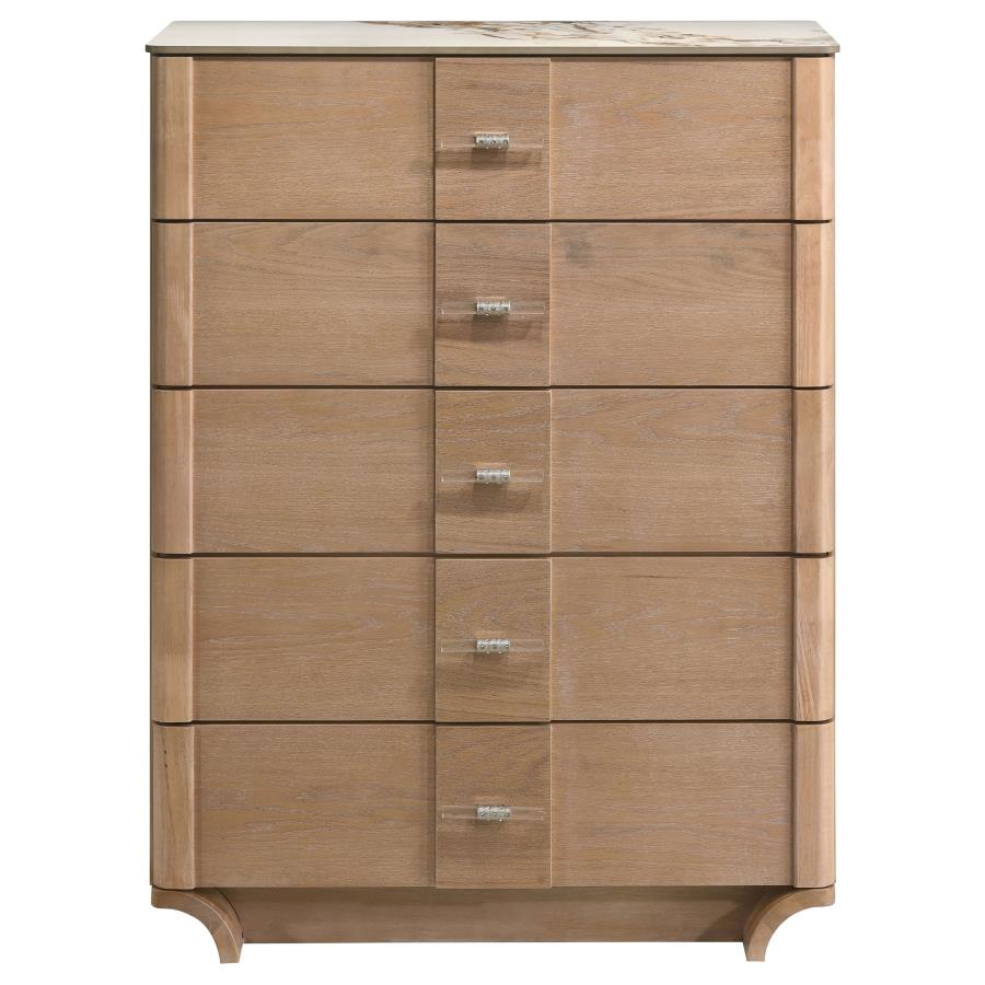 Amelia 5-Drawer Sinterstone Chest Light Oak