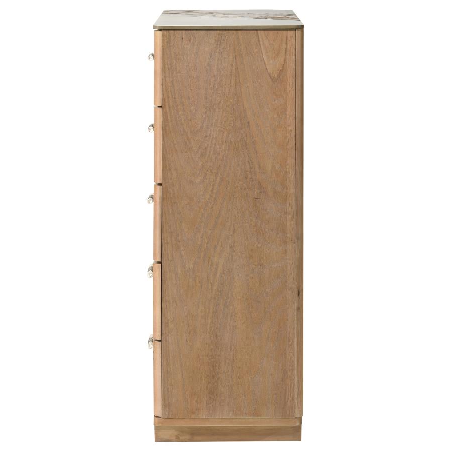 Amelia 5-Drawer Sinterstone Chest Light Oak