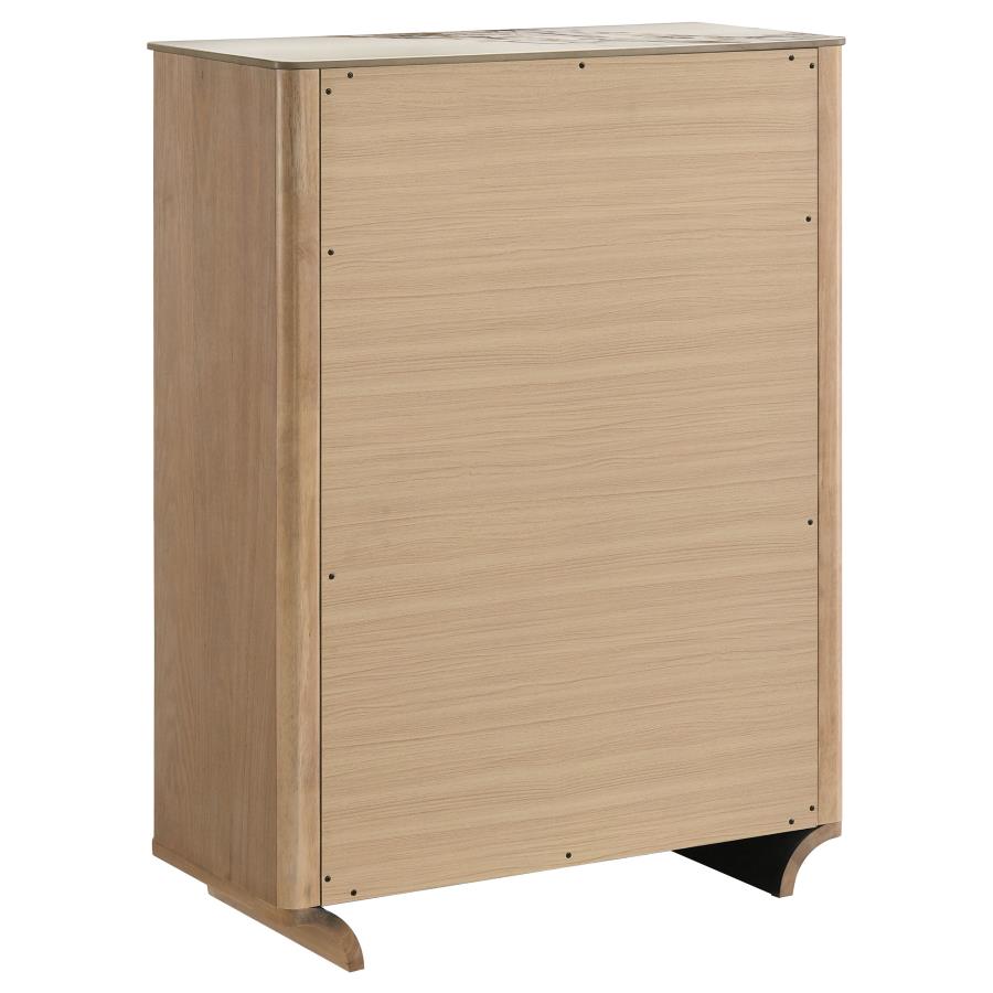 Amelia 5-Drawer Sinterstone Chest Light Oak