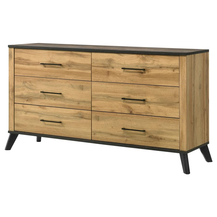Tara 6-drawer Dresser Natural Pine