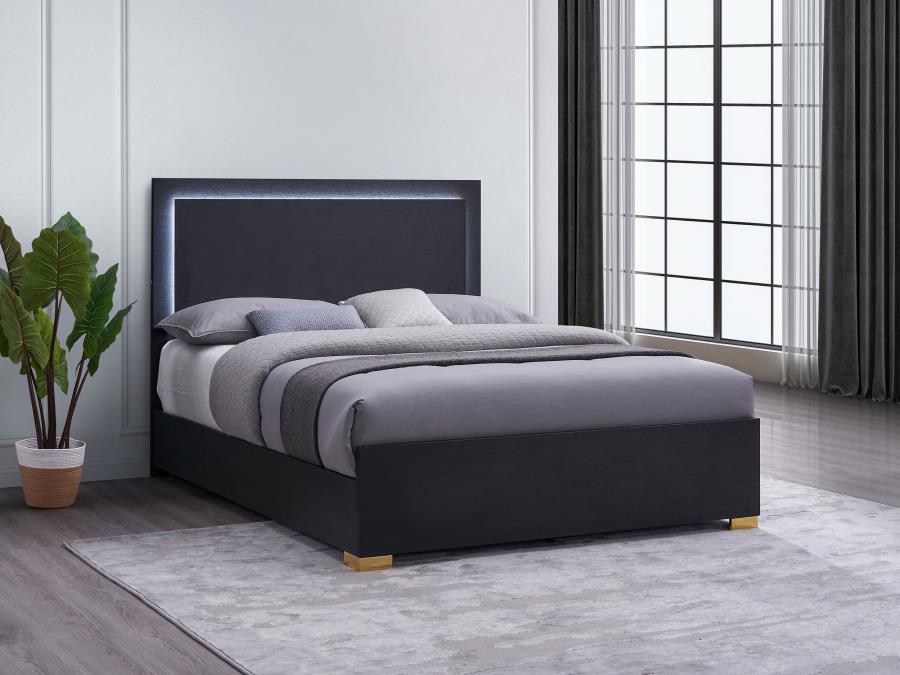 Helena Wood LED Panel Bed