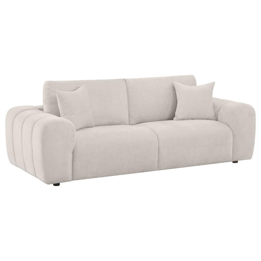 Camila Chenille Upholstered Wide Arm Sofa Ivory