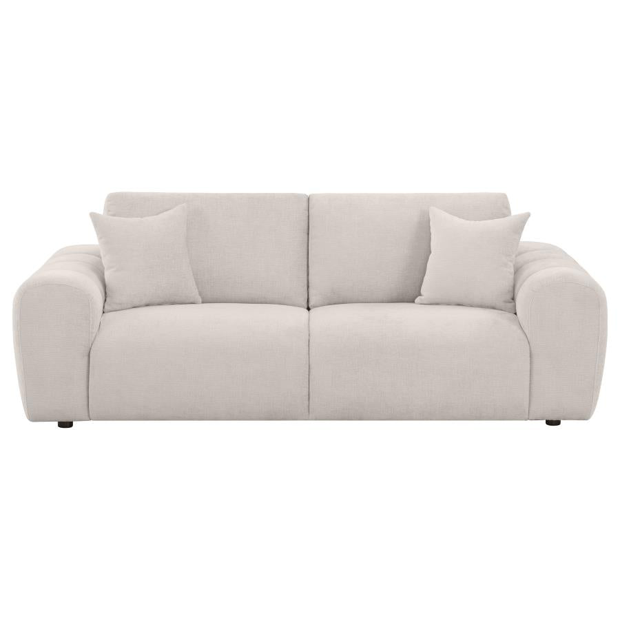 Camila Chenille Upholstered Wide Arm Sofa Ivory