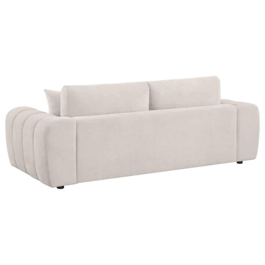 Camila Chenille Upholstered Wide Arm Sofa Ivory