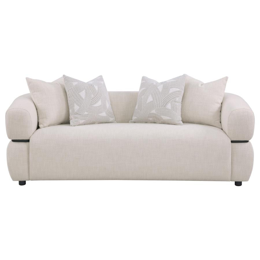 Mia Fabric Upholstered Round Arm Sofa Beige