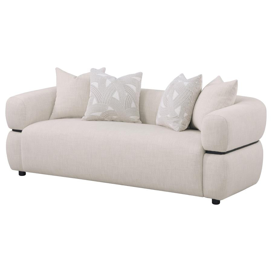 Mia Fabric Upholstered Round Arm Sofa Beige