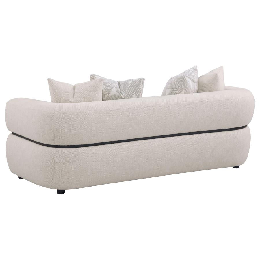 Mia Fabric Upholstered Round Arm Sofa Beige