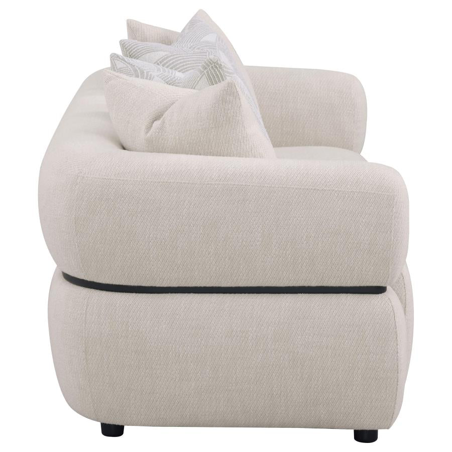 Mia Fabric Upholstered Round Arm Sofa Beige