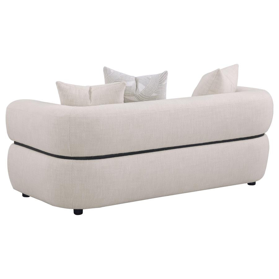 Mia Fabric Upholstered Round Arm Loveseat Beige