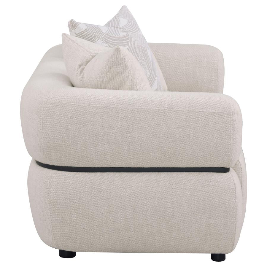 Mia Fabric Upholstered Round Arm Loveseat Beige