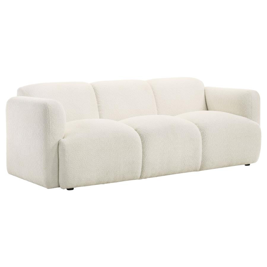 Josephine Fabric Upholstered Round Track Arm Sofa White