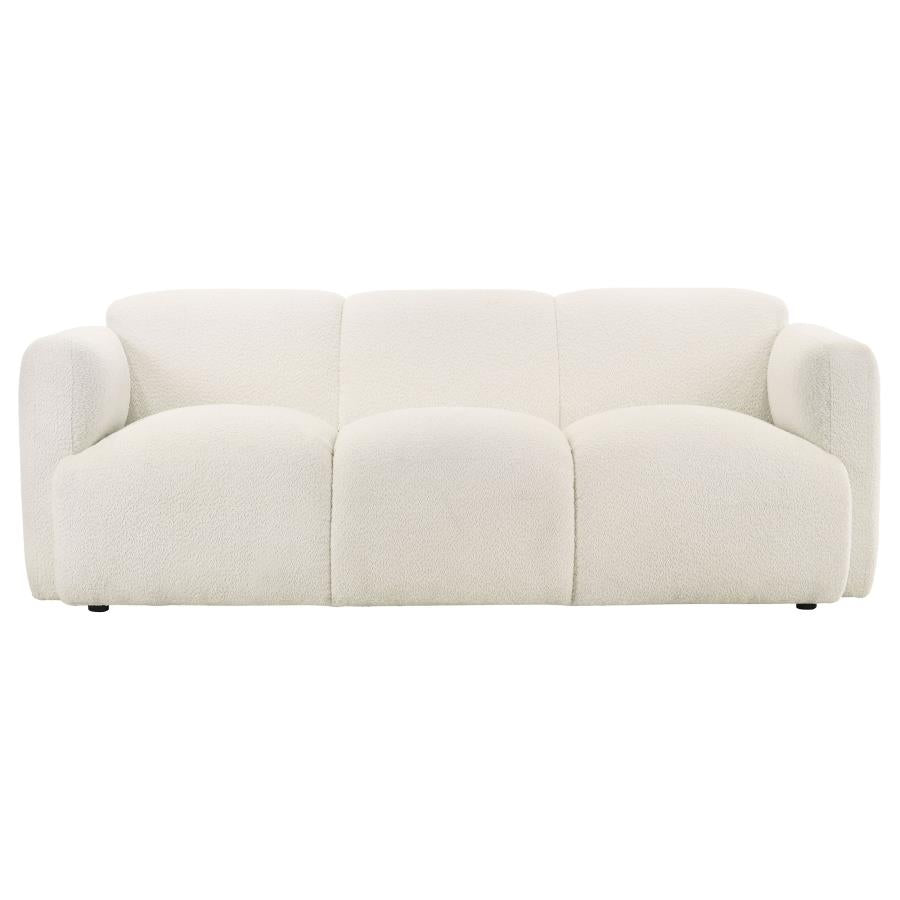 Josephine Fabric Upholstered Round Track Arm Sofa White