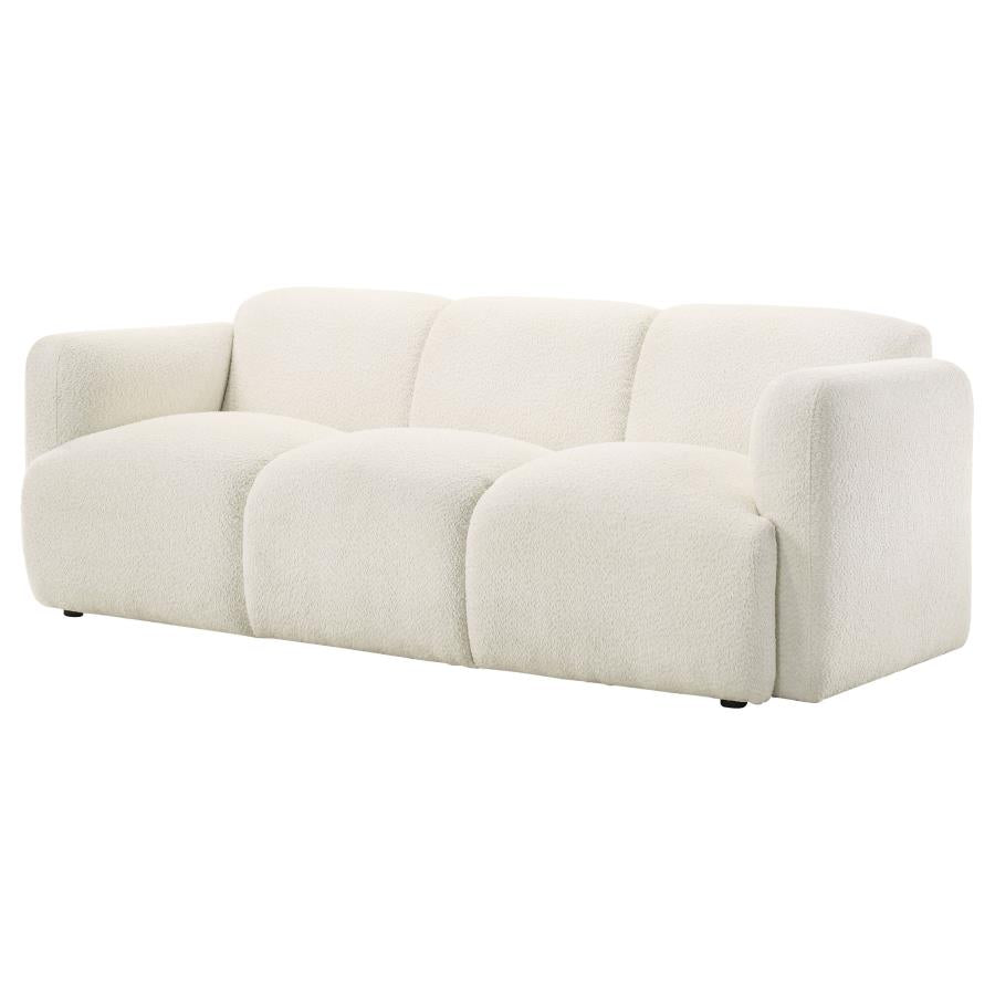 Josephine Fabric Upholstered Round Track Arm Sofa White