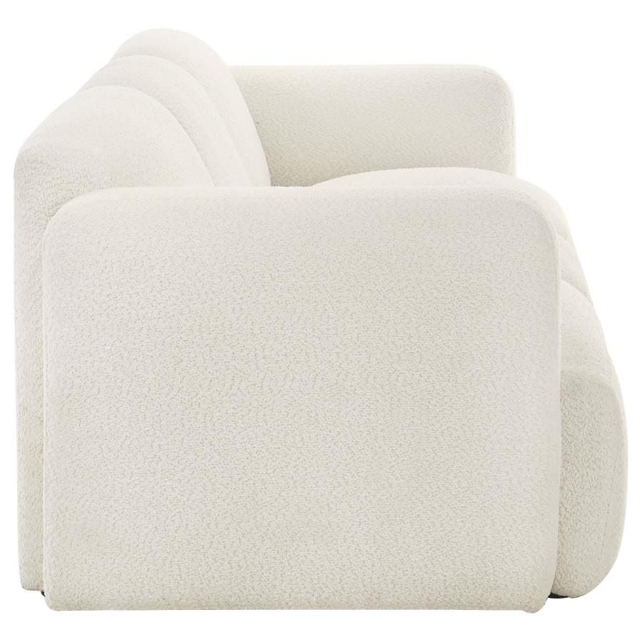 Josephine Fabric Upholstered Round Track Arm Sofa White