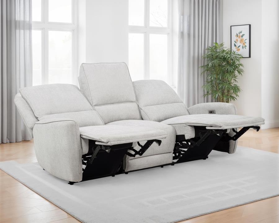 Sylvia Chenille Upholstered Power Reclining Sofa Dove Grey