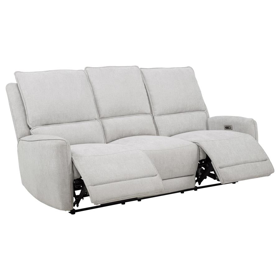 Sylvia Chenille Upholstered Power Reclining Sofa Dove Grey