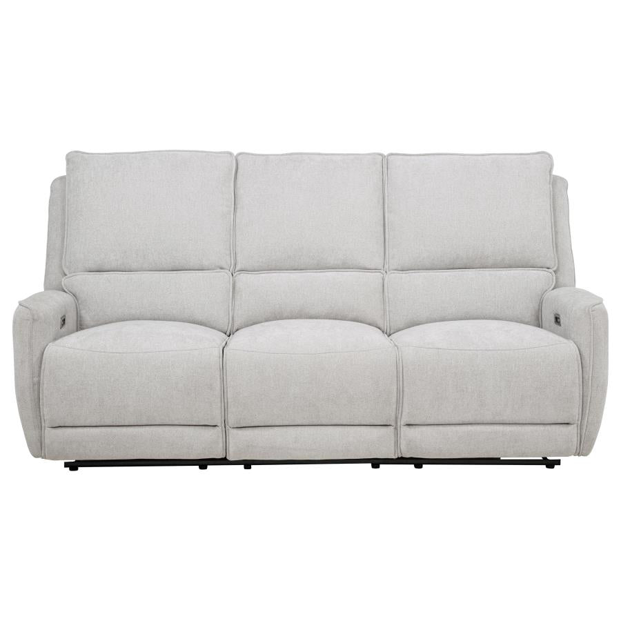 Sylvia Chenille Upholstered Power Reclining Sofa Dove Grey