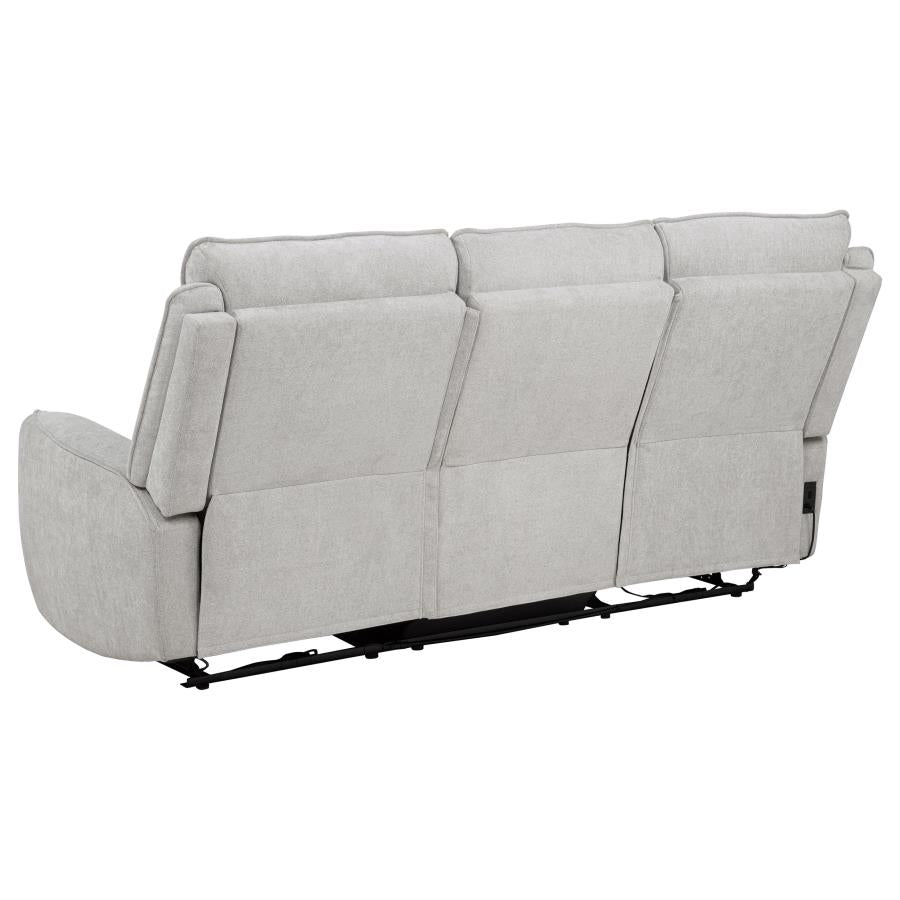Sylvia Chenille Upholstered Power Reclining Sofa Dove Grey