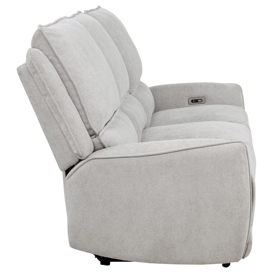 Sylvia Chenille Upholstered Power Reclining Sofa Dove Grey