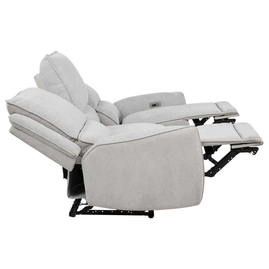Sylvia Chenille Upholstered Power Reclining Sofa Dove Grey