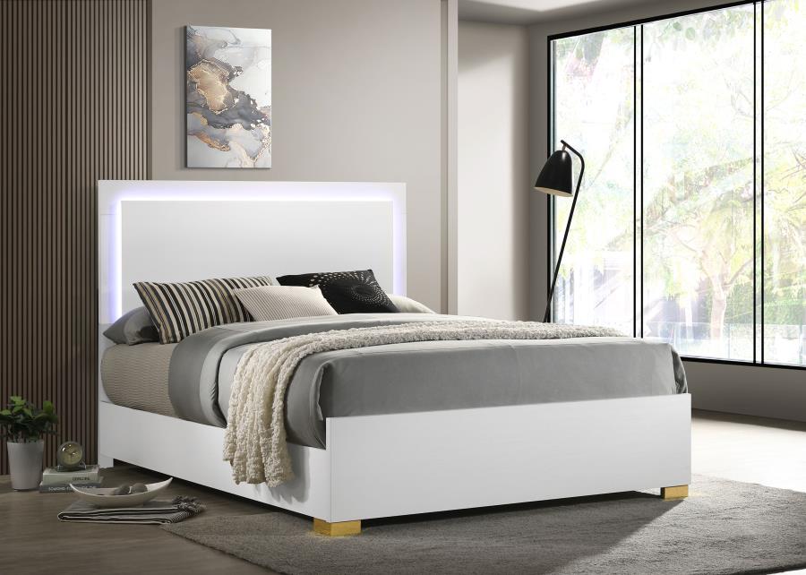Helena Wood LED Panel Bed