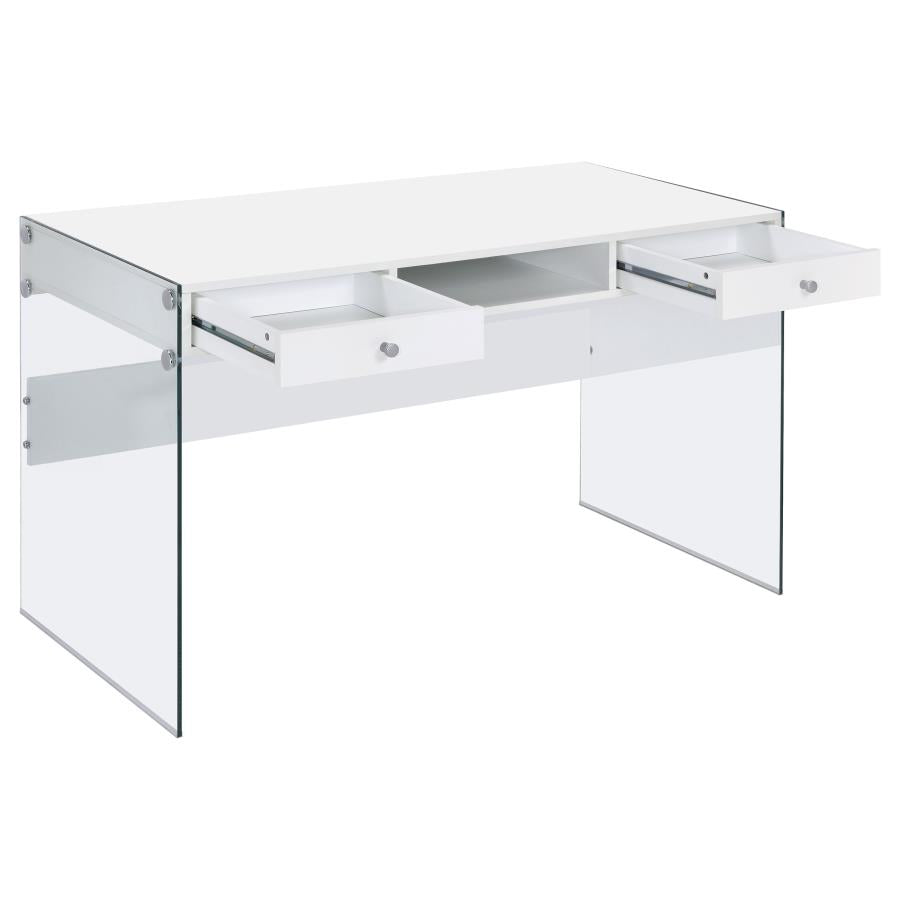 Willow 48-inch 2-drawer Writing Desk White High Gloss