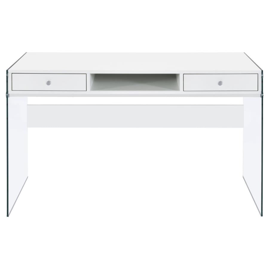 Willow 48-inch 2-drawer Writing Desk White High Gloss