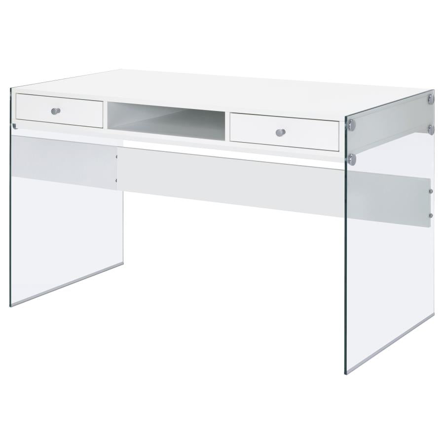 Willow 48-inch 2-drawer Writing Desk White High Gloss